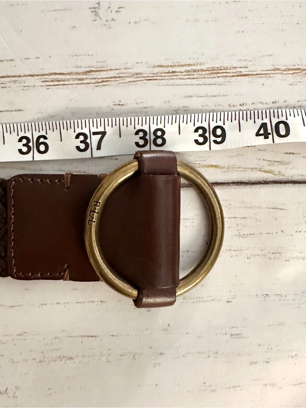 Lauren Ralph Lauren Genuine Leather Belt Womens Small Brown Braided Round Buckle